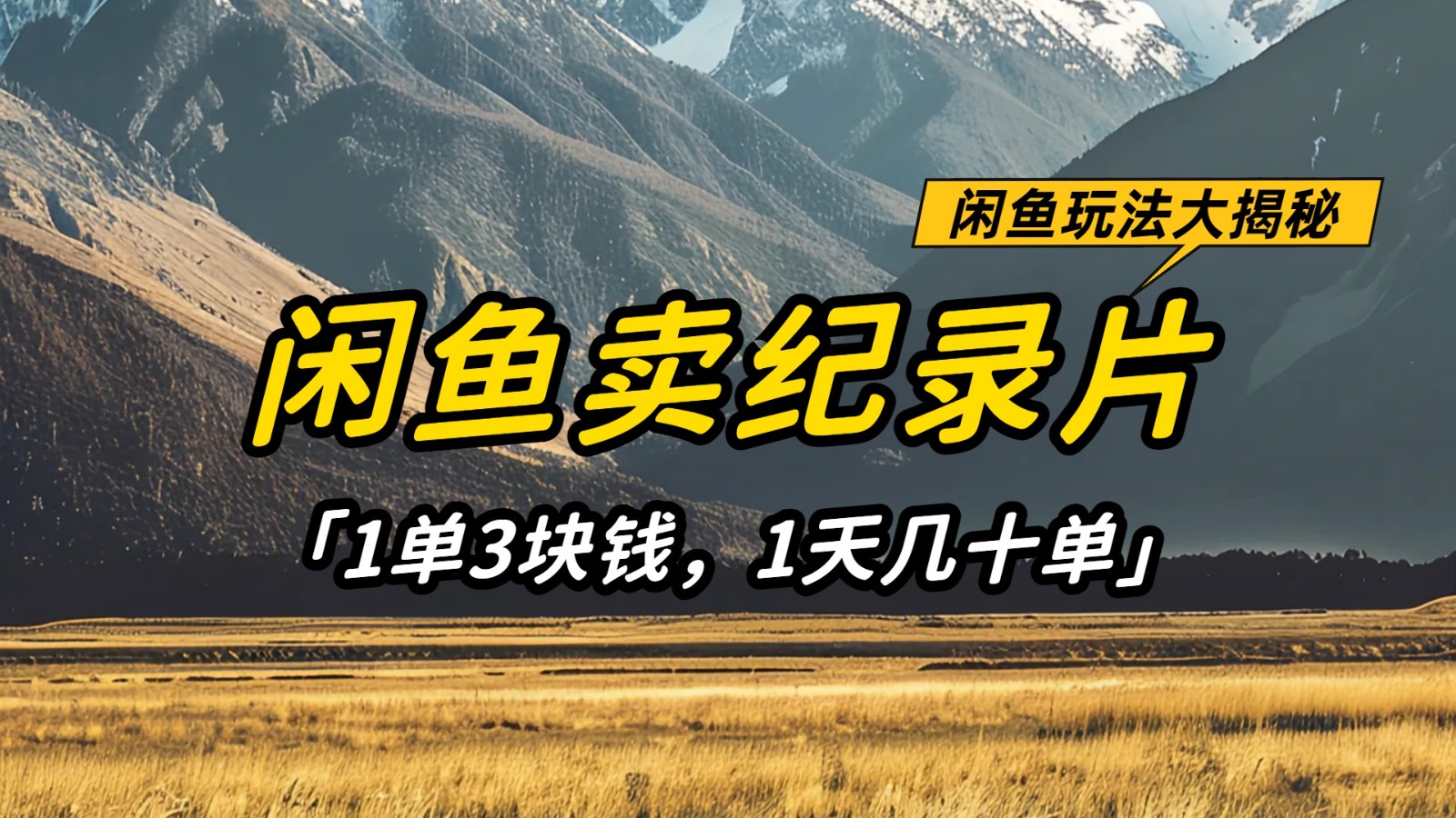 闲鱼卖纪录片，简单又赚钱的小项目，1单3块钱 1天几十单