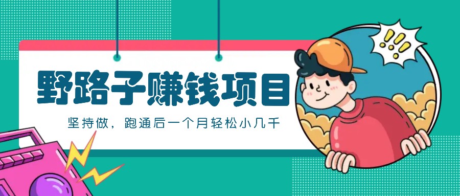 一个人就能操作的野路子赚钱项目,零成本零门槛坚持做,跑通后一个月小几千!