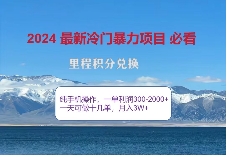 2024惊爆冷门暴利,里程积分最新玩法,高爆发期,一单300+—2000+