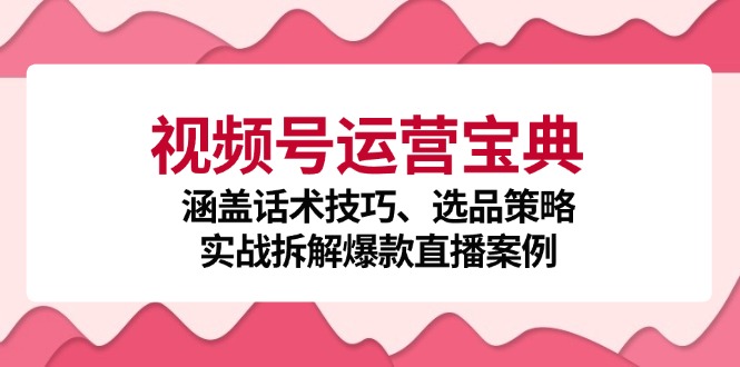 视频号运营宝典:涵盖话术技巧、选品策略、实战拆解爆款直播案例