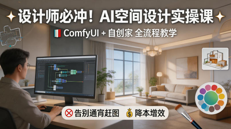 AI空间设计实操，ComfyUI教学，自创家全流程降本增效