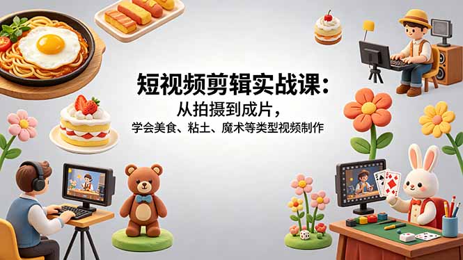 短视频剪辑实战，从拍摄到成片，学会美食粘土魔术制作