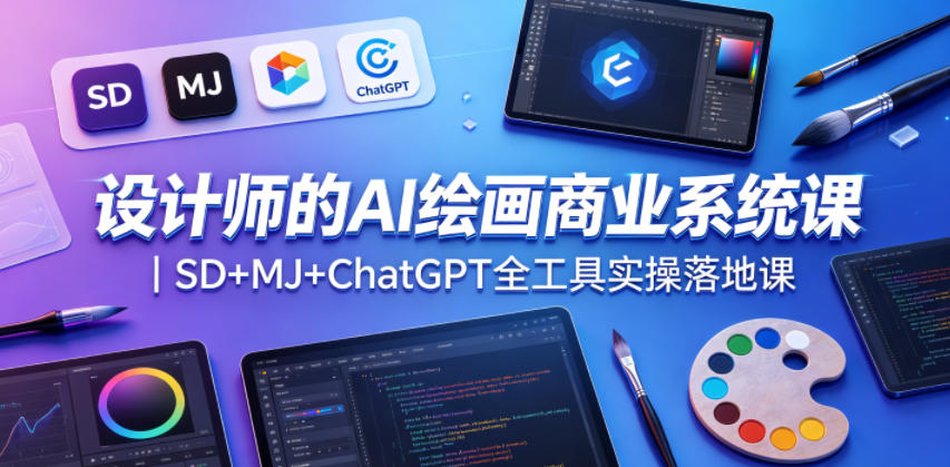 设计师AI绘画课，SD加MJ加ChatGPT，全工具实操系统