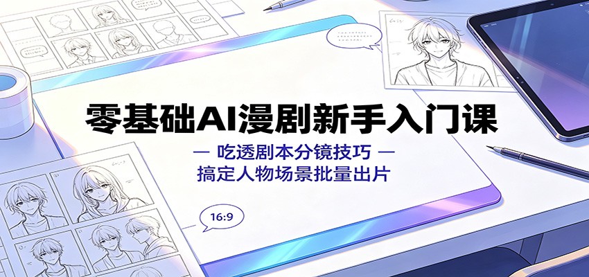 零基础AI漫剧新手入门课:吃透剧本分镜技巧,搞定人物场景批量出片 零基础AI漫剧新手入门课:吃透剧本分镜技巧,搞定人物场景批量出片