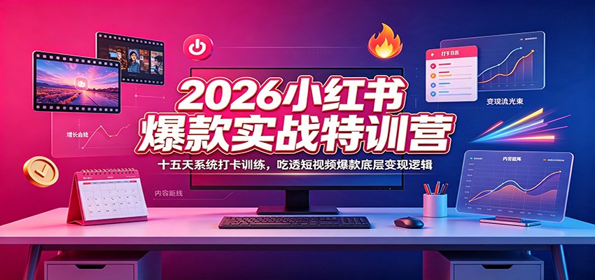 2026小红书爆款实战特训营:十五天系统打卡训练,吃透短视频爆款底层变现逻辑 2026小红书爆款实战特训营:十五天系统打卡训练,吃透短视频爆款底层变现逻辑