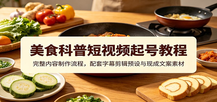 美食科普短视频起号教程:完整内容制作流程,配套字幕剪辑预设与现成文案素材 美食科普短视频起号教程:完整内容制作流程,配套字幕剪辑预设与现成文案素材