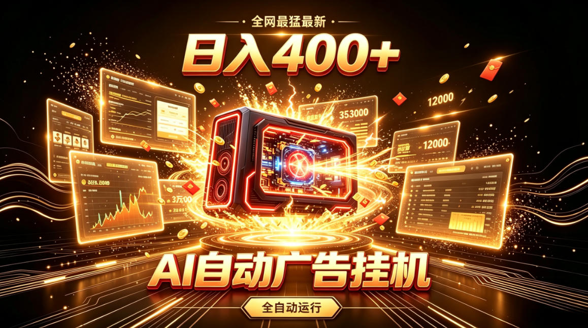 全网最猛最新的AI自动广告挂G,狠收益日入400+,真正做到躺賺式变现【揭秘】 全网最猛最新的AI自动广告挂G,狠收益日入400+,真正做到躺賺式变现【揭秘】