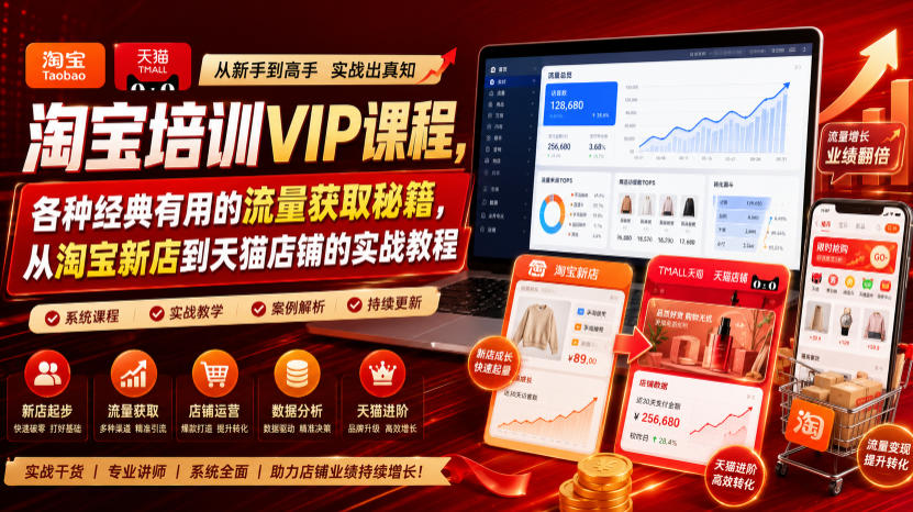 淘宝培训VIP课程,各种经典有用的流量获取秘籍,从淘宝新店到天猫店铺的实战教程(更新7月29日) 淘宝培训VIP课程,各种经典有用的流量获取秘籍,从淘宝新店到天猫店铺的实战教程(更新7月29日)