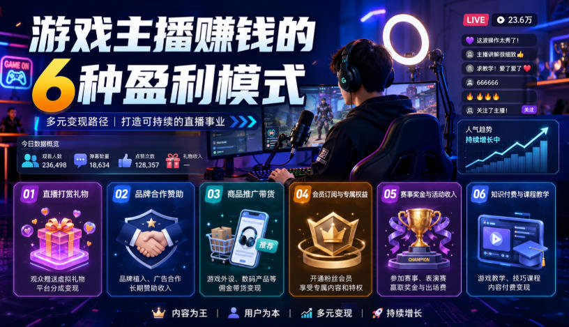 付费文章:游戏主播賺钱的6种盈利模式 付费文章:游戏主播賺钱的6种盈利模式