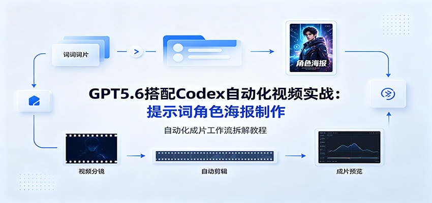 GPT5.6搭配Codex自动化视频实战:提示词角色海报制作,自动化成片工作流拆解教程 GPT5.6搭配Codex自动化视频实战:提示词角色海报制作,自动化成片工作流拆解教程
