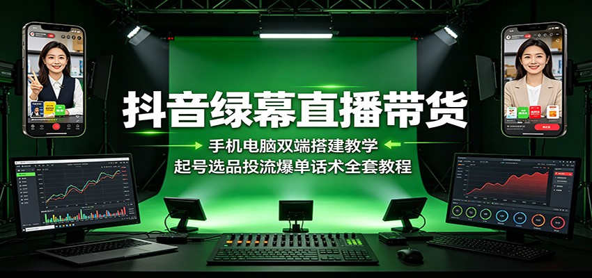 抖音绿幕直播带货:手机电脑双端搭建教学,起号选品投流爆单话术全套教程 抖音绿幕直播带货:手机电脑双端搭建教学,起号选品投流爆单话术全套教程