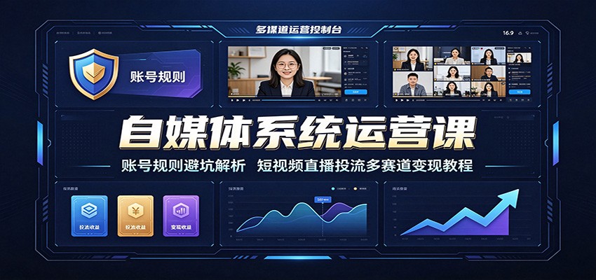 自媒体系统运营课:账号规则避坑解析,短视频直播投流多赛道变现教程 自媒体系统运营课:账号规则避坑解析,短视频直播投流多赛道变现教程