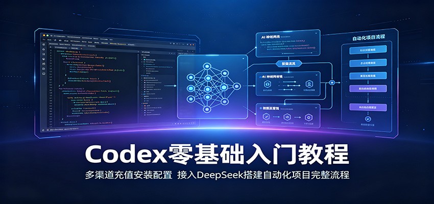 Codex零基础入门教程:多渠道充值安装配置,接入DeepSeek搭建自动化项目完整流程