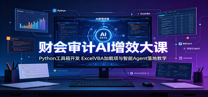 财会审计AI增效大课:Python工具箱开发,ExcelVBA加载项与智能Agent落地教学
