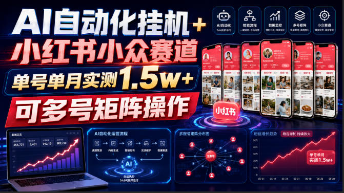 AI自动化挂G+小红书小众赛道,单号单月实测1.5w+,可多号矩阵操作【揭秘】 AI自动化挂G+小红书小众赛道,单号单月实测1.5w+,可多号矩阵操作【揭秘】