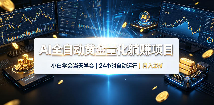 AI全自动黄金量化躺賺项目,24小时自动运行,月入2W! AI全自动黄金量化躺賺项目,24小时自动运行,月入2W!