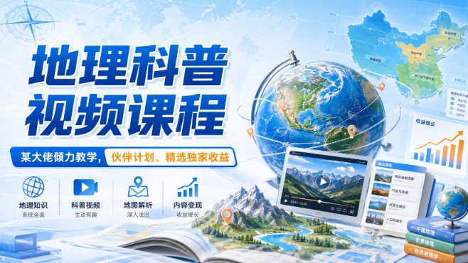 地理科普视频课程,某大佬倾力教学,伙伴计划、精选独家收益 地理科普视频课程,某大佬倾力教学,伙伴计划、精选独家收益