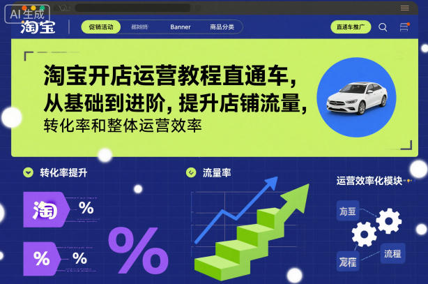 淘宝开店运营教程直通车,从基础到进阶,提升店铺流量,转化率和整体运营效率(更新26年07月11日) 淘宝开店运营教程直通车,从基础到进阶,提升店铺流量,转化率和整体运营效率(更新26年07月11日)