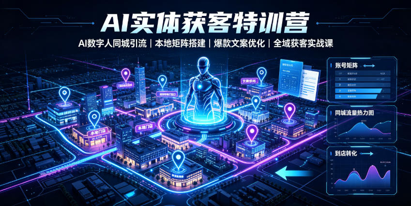 AI实体获客特训营|AI数字人同城引流、本地矩阵搭建、爆款文案优化全域获客实战课 AI实体获客特训营|AI数字人同城引流、本地矩阵搭建、爆款文案优化全域获客实战课