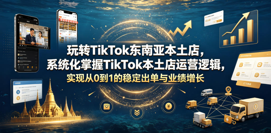 玩转TikTok东南亚本土店，系统化掌握TikTok本土店运营逻辑，实现从0到1的稳定出单与业绩增长