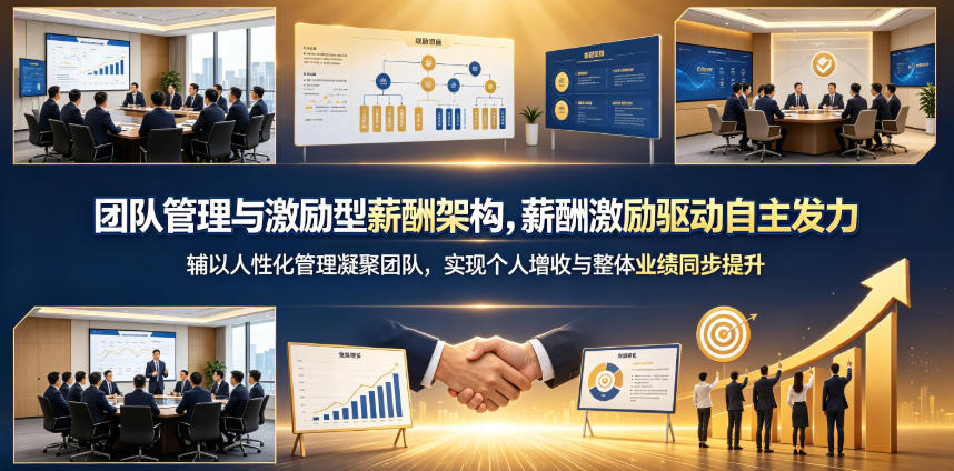 团队管理与激励型薪酬架构,薪酬激励驱动自主发力,辅以人性化管理凝聚团队,实现个人增收与整体业绩同步提升