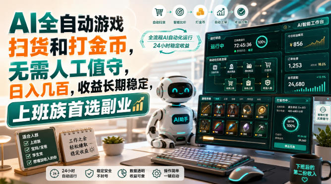 AI全自动游戏扫货和打金币,日入几百,无需人工值守! AI全自动游戏扫货和打金币,日入几百,无需人工值守!