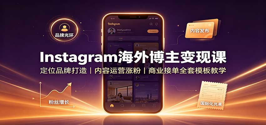 Instagram海外博主变现课:定位品牌打造,内容运营涨粉,商业接单全套模板教学 Instagram海外博主变现课:定位品牌打造,内容运营涨粉,商业接单全套模板教学