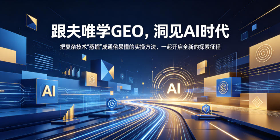 跟夫唯学GEO,洞见AI时代,把复杂技术“蒸馏”成通俗易懂的实操方法,一起开启全新的探索征程