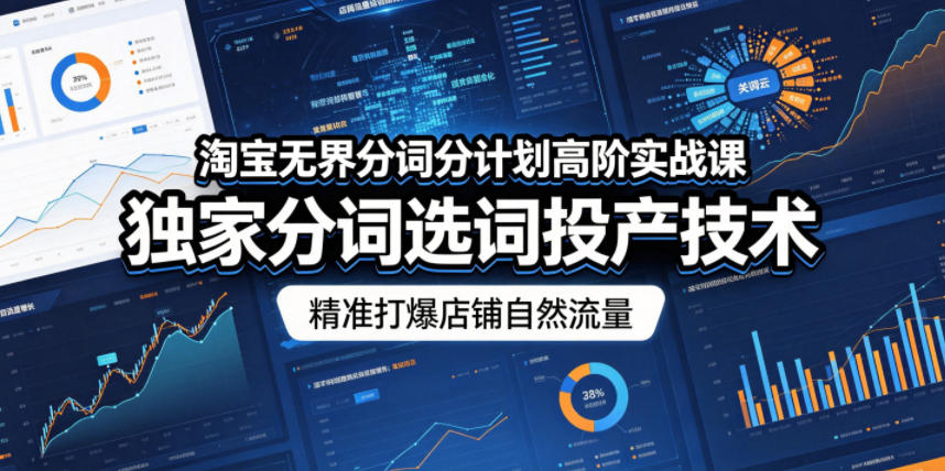 淘宝无界分词分计划高阶实战课，独家分词选词投产技术，精准打爆店铺自然流量