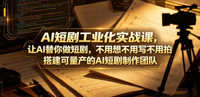 AI短剧工业化实战课，让AI替你做短剧，不用想不用写不用拍，搭建可量产的AI短剧制作团队