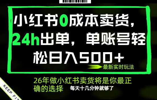 小红书0成本AI卖货，24小时出单，全流程托管，保底日入500+，每天十几分钟就够了【揭秘】