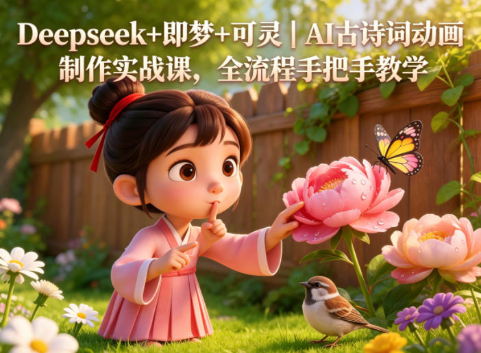 Deepseek+即梦+可灵｜AI古诗词动画制作实战课，全流程手把手教学