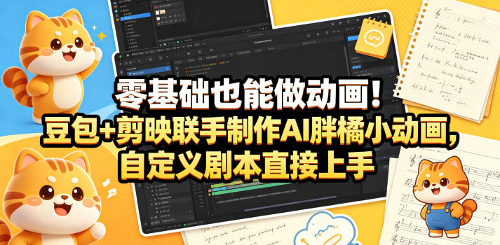 零基础也能做动画!豆包+剪映联手制作AI胖橘小动画,自定义剧本直接上手 零基础也能做动画!豆包+剪映联手制作AI胖橘小动画,自定义剧本直接上手