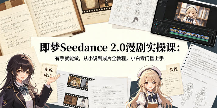 即梦Seedance 2.0漫剧实操课：有手就能做，从小说到成片全教程，小白零门槛上手