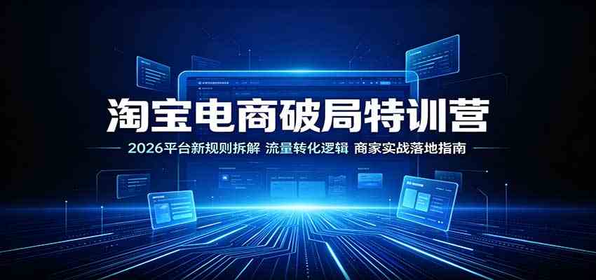 淘宝电商破局特训营:2026平台新规则拆解,流量转化逻辑,商家实战落地指南 淘宝电商破局特训营:2026平台新规则拆解,流量转化逻辑,商家实战落地指南