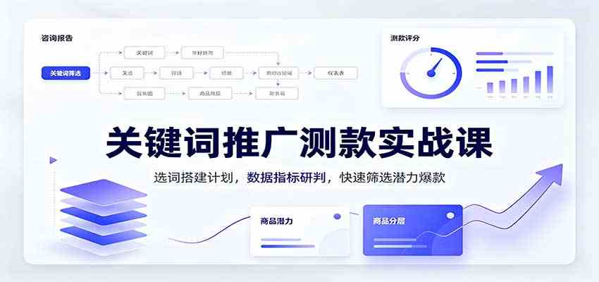 关键词推广测款实战课：选词搭建计划，数据指标研判，快速筛选潜力爆款