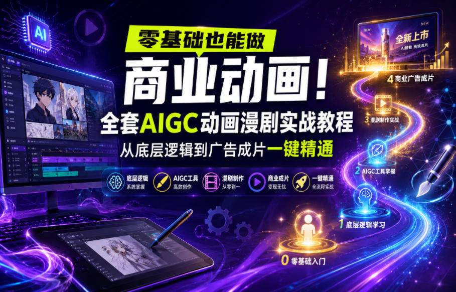 零基础也能做商业动画!全套AIGC动画漫剧实战教程,从底层逻辑到广告成片一键精通(更新0905) 零基础也能做商业动画!全套AIGC动画漫剧实战教程,从底层逻辑到广告成片一键精通(更新0905)