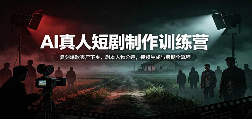 AI真人短剧制作训练营:复刻爆款丧尸下乡,剧本人物分镜,视频生成与后期全流程 AI真人短剧制作训练营:复刻爆款丧尸下乡,剧本人物分镜,视频生成与后期全流程