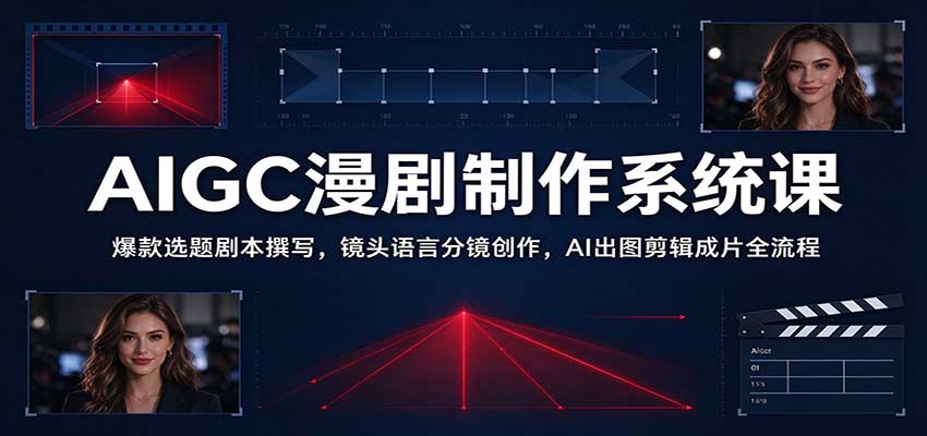 AIGC漫剧制作系统课：爆款选题剧本撰写，镜头语言分镜创作，AI出图剪辑成片全流程